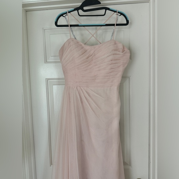 Blush pink Monique Lhuillier tulle bridesmaid dress - Picture 6 of 15